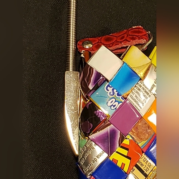 ❤️ Nahui Ollin Hand Woven Candy Wrapper Purse Hand Bag Funky boho ❤️ - Picture 5 of 8